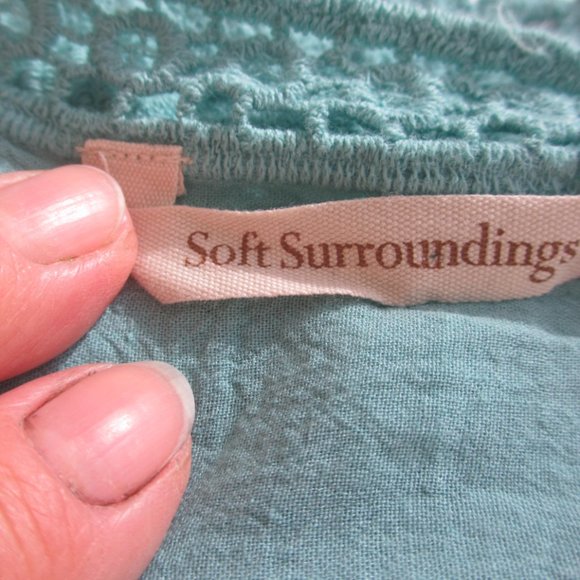 Tunic Top Blouse Size L LARGE Gauzy Cotton Crochet Hem Embroidered - Picture 10 of 12